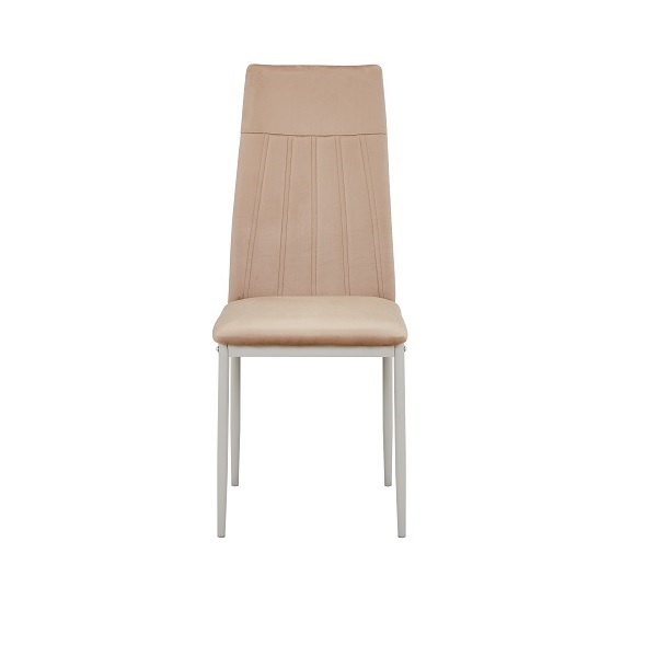 Трапезен стол 367 | HomeZONA Modern black and gold upholstered dining chair with curved back and dark wooden legs