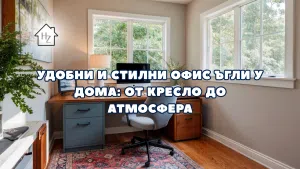 a desk with a computer and a lamp in front of windows