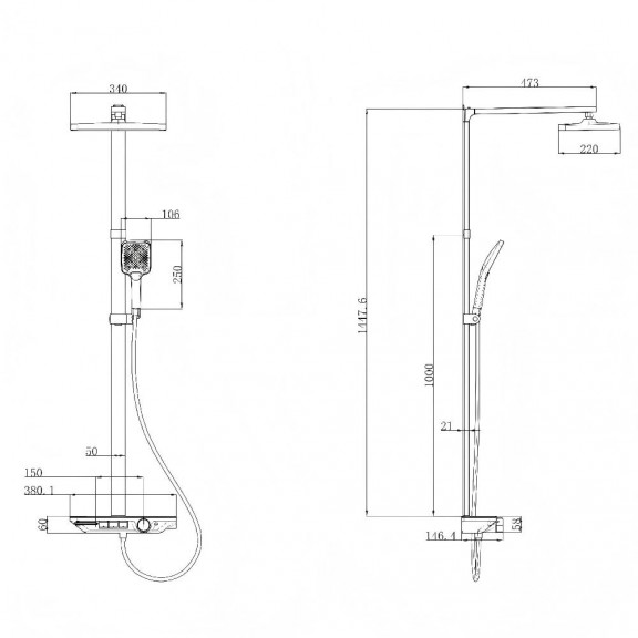 Душ система LUCIO, черен | HomeZONA Душ система LUCIO