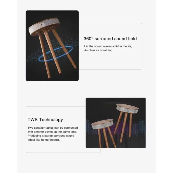 Холна маса с Bluetooth 5.0, аудио система 20W и безжично зареждане | HomeZONA Холна маса с Bluetooth 5.0