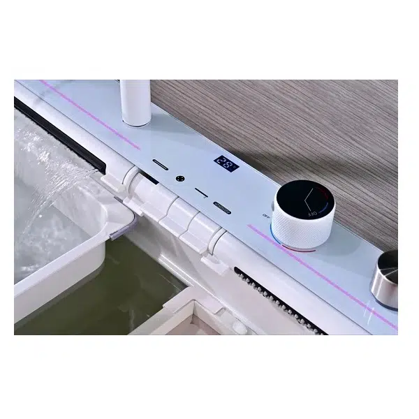 Мивка за кухня Spark 12WW, двоен водопад, Smart смесител, бял | HomeZONA Мивка за кухня Spark 12WW