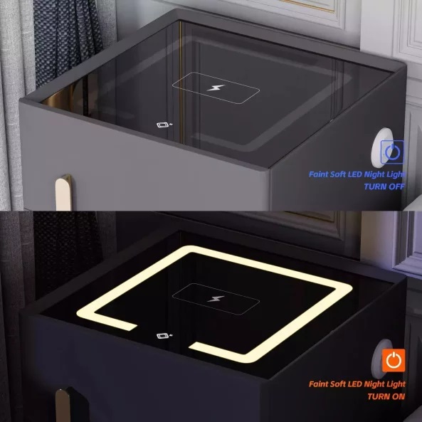 Smart нощно шкафче M3115, LED, Bluetooth , USB и Type-C портове | HomeZONA Smart нощно шкафче M3115