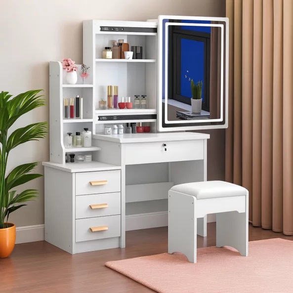 Тоалетка за грим S3201, LED осветление | HomeZONA Тоалетка за грим S3201