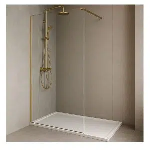 Параван за баня Walkin In, 90-120×200 см, злато | HomeZONA Параван за баня Walkin In