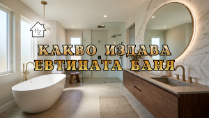 Съвременна баня с вана и прозорци.