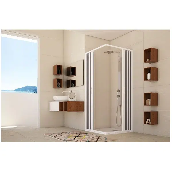Душ кабина FLEX Doccia 2, обков PVC, тип хармоника, бял | HomeZONA Душ кабина FLEX Doccia 2