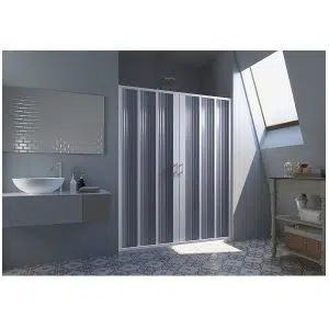 Параван за баня FLEX Central, хармоника, 90-180×185 см, обков PVC – бял | HomeZONA Параван за баня FLEX Central