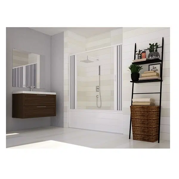 Параван за вана FLEX 2, 150-170×150 см, обков PVC, бял | HomeZONA Параван за вана FLEX 2