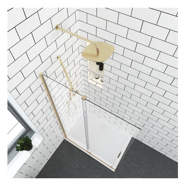 Параван за баня ELGIO BRUSHED GOLD, 80-120х200 см, злато | HomeZONA Параван за баня ELGIO BRUSHED GOLD